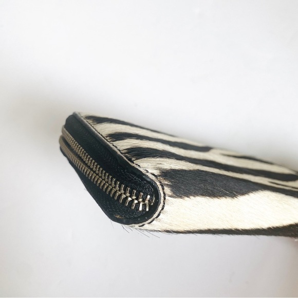 Club Monaco zip around calf hair leather wallet NEW - Picture 3 of 10